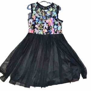 Soprano Cocktail Dress Size 1XL Embroidered Bodice Lace Sheer Scalloped Prom EUC